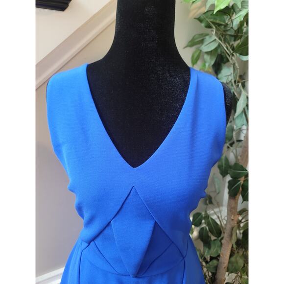 Aryn K Sleeveless Dress Women Medium Blue Fit Flare Ruffle Hem Cocktail Party - Picture 4 of 13